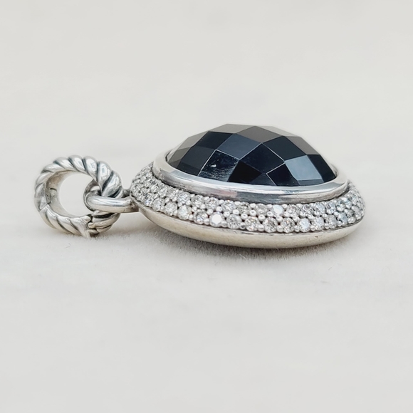 David Yurman Cerise 18mm Black Onyx Diamond Pendant - Picture 3 of 10